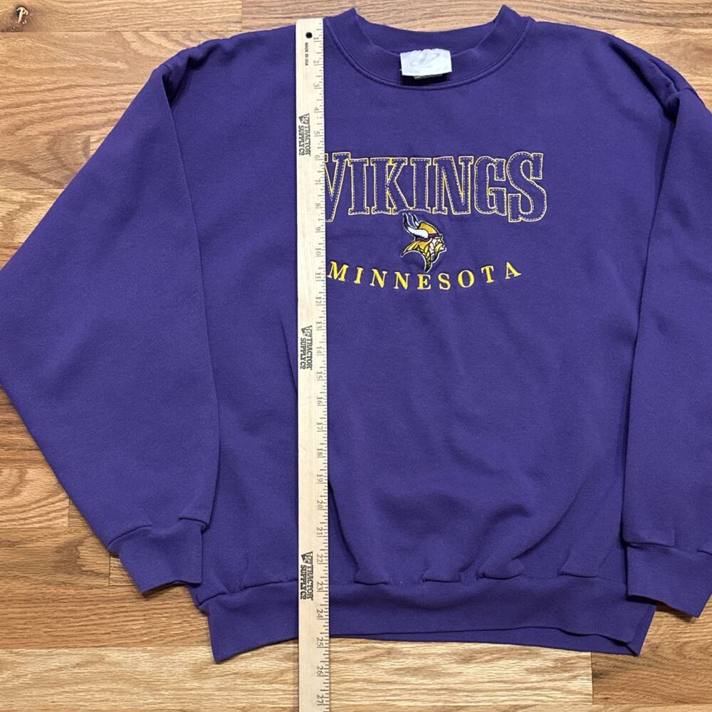 VTG 90s Minnesota Vikings Embroidered Crewneck Sweatshirt Size XL Purple - Picture 6 of 7